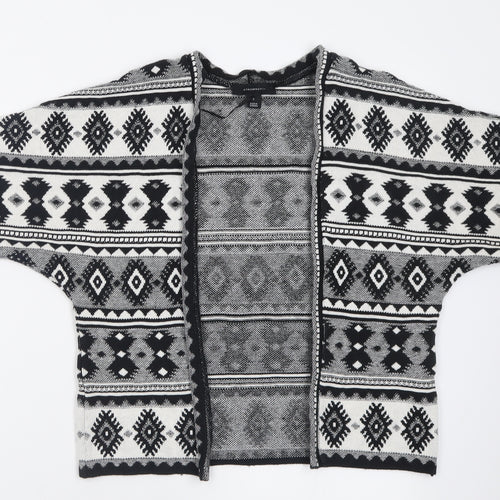 Atmosphere Womens Black V-Neck Geometric Cotton Cardigan Jumper Size S