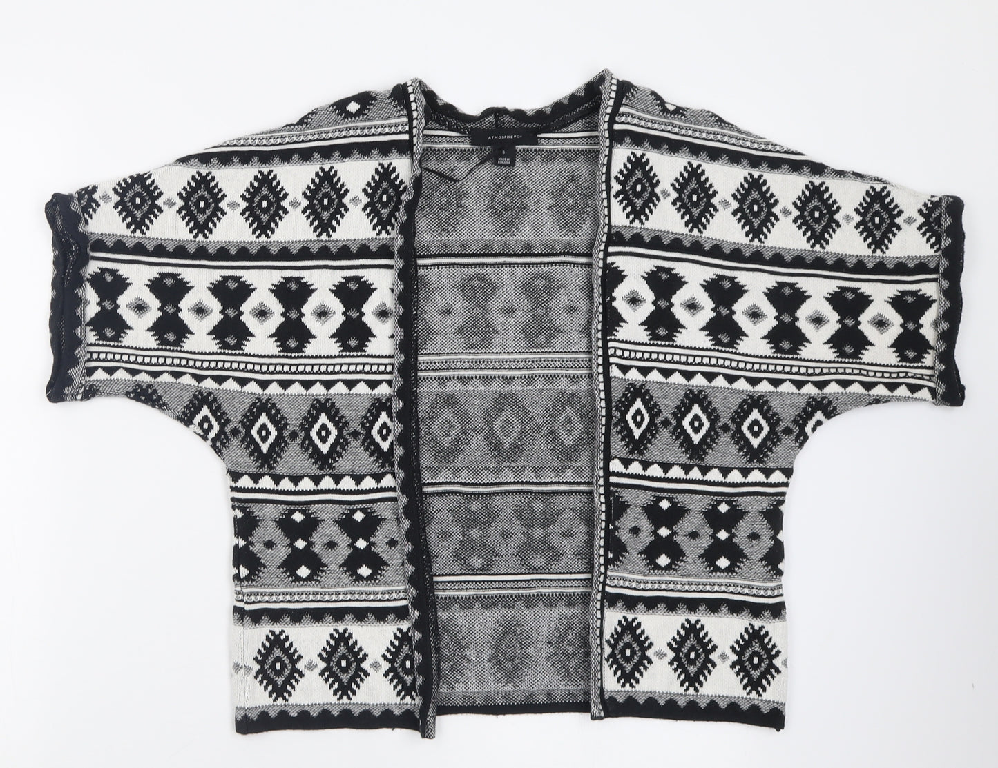 Atmosphere Womens Black V-Neck Geometric Cotton Cardigan Jumper Size S