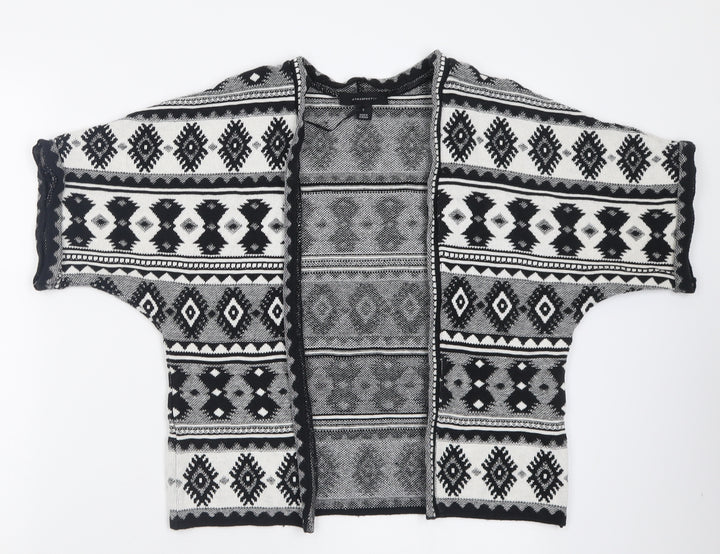 Atmosphere Womens Black V-Neck Geometric Cotton Cardigan Jumper Size S