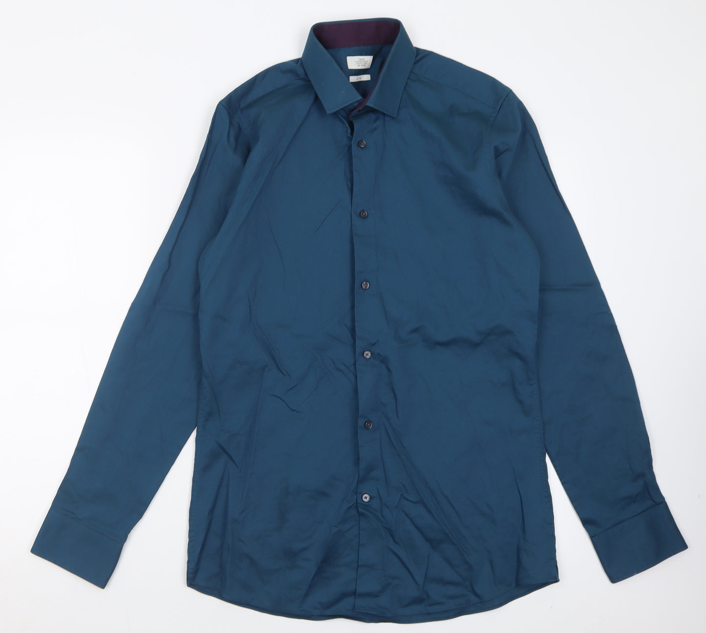 NEXT Mens Blue  Cotton  Button-Up Size 15.5 Collared Button