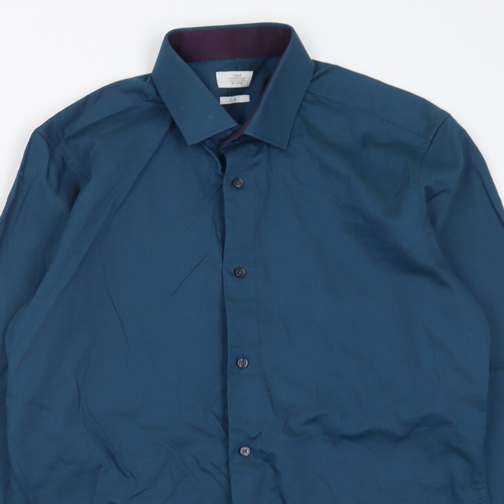 NEXT Mens Blue  Cotton  Button-Up Size 15.5 Collared Button