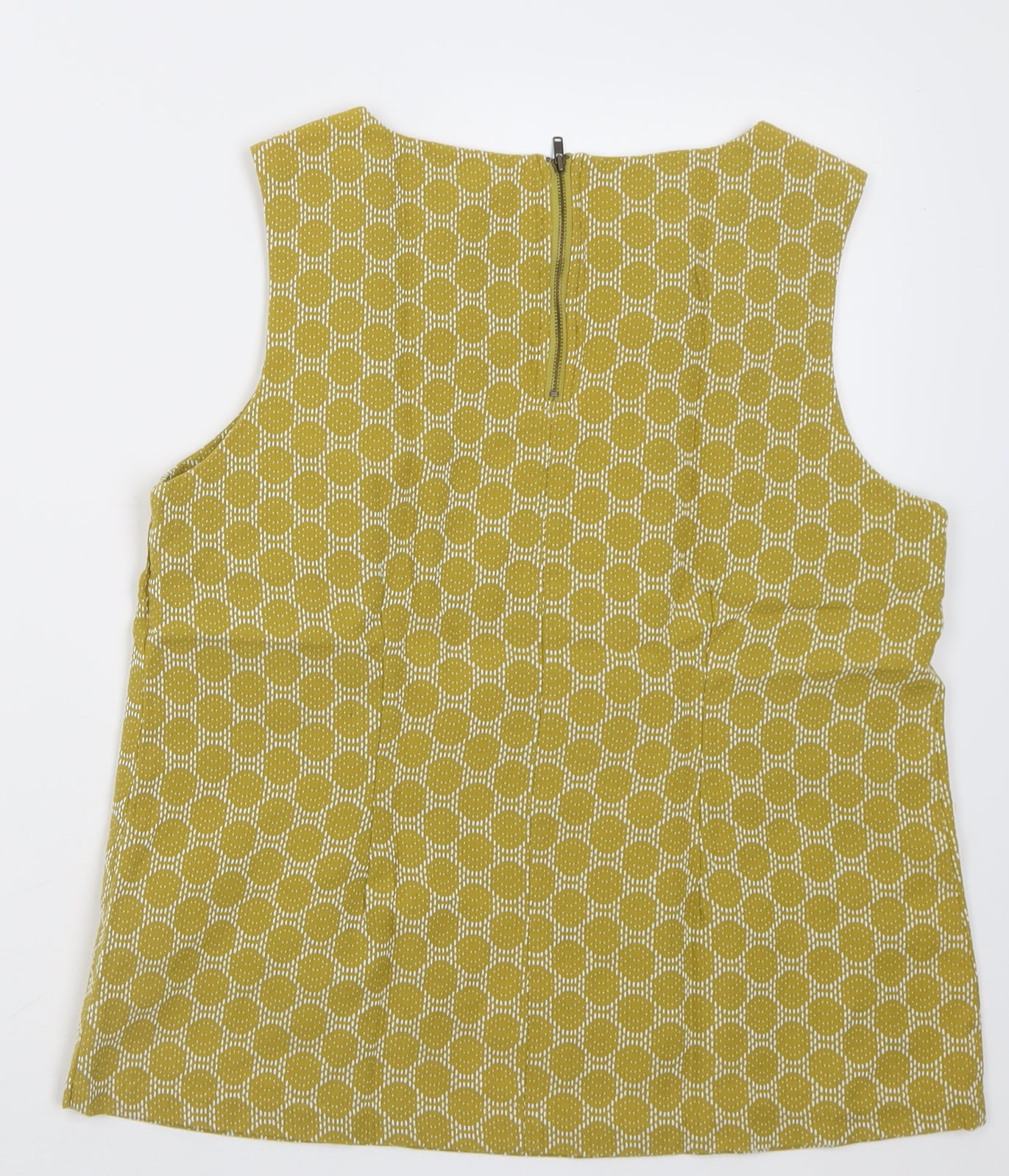 White Stuff Womens Yellow Geometric Cotton Basic Tank Size 12 Crew Neck