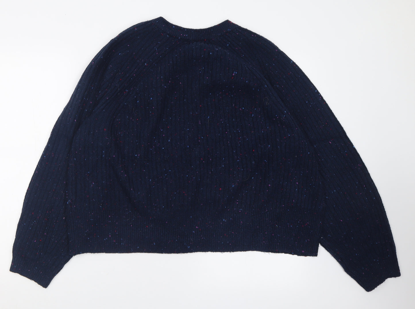 Marks and Spencer Womens Blue Crew Neck  Acrylic Cardigan Jumper Size XL