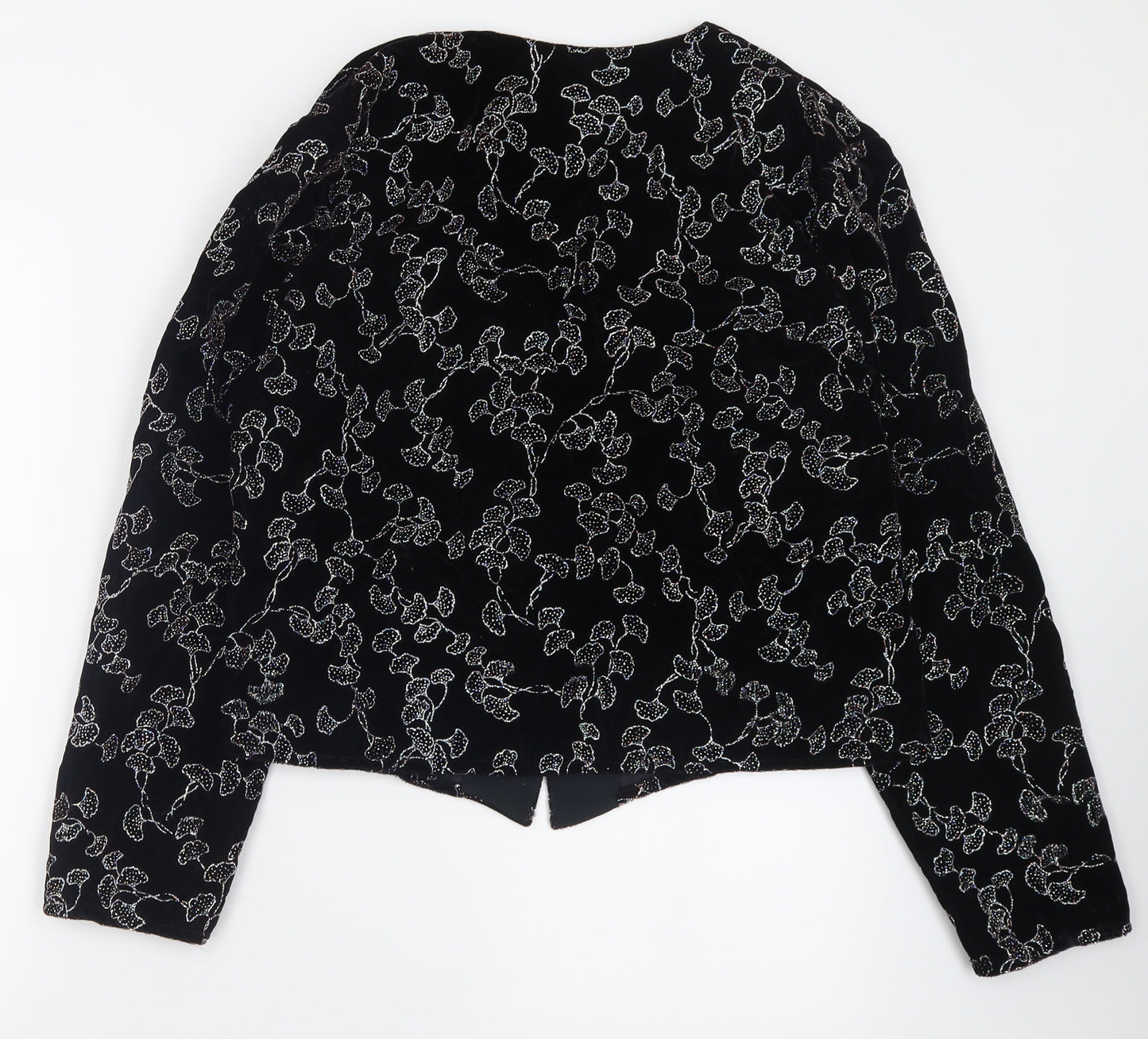 Premiere Womens Black Geometric  Jacket Blazer Size 14  Button