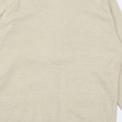 Classic Womens Beige V-Neck  Acrylic Cardigan Jumper Size M