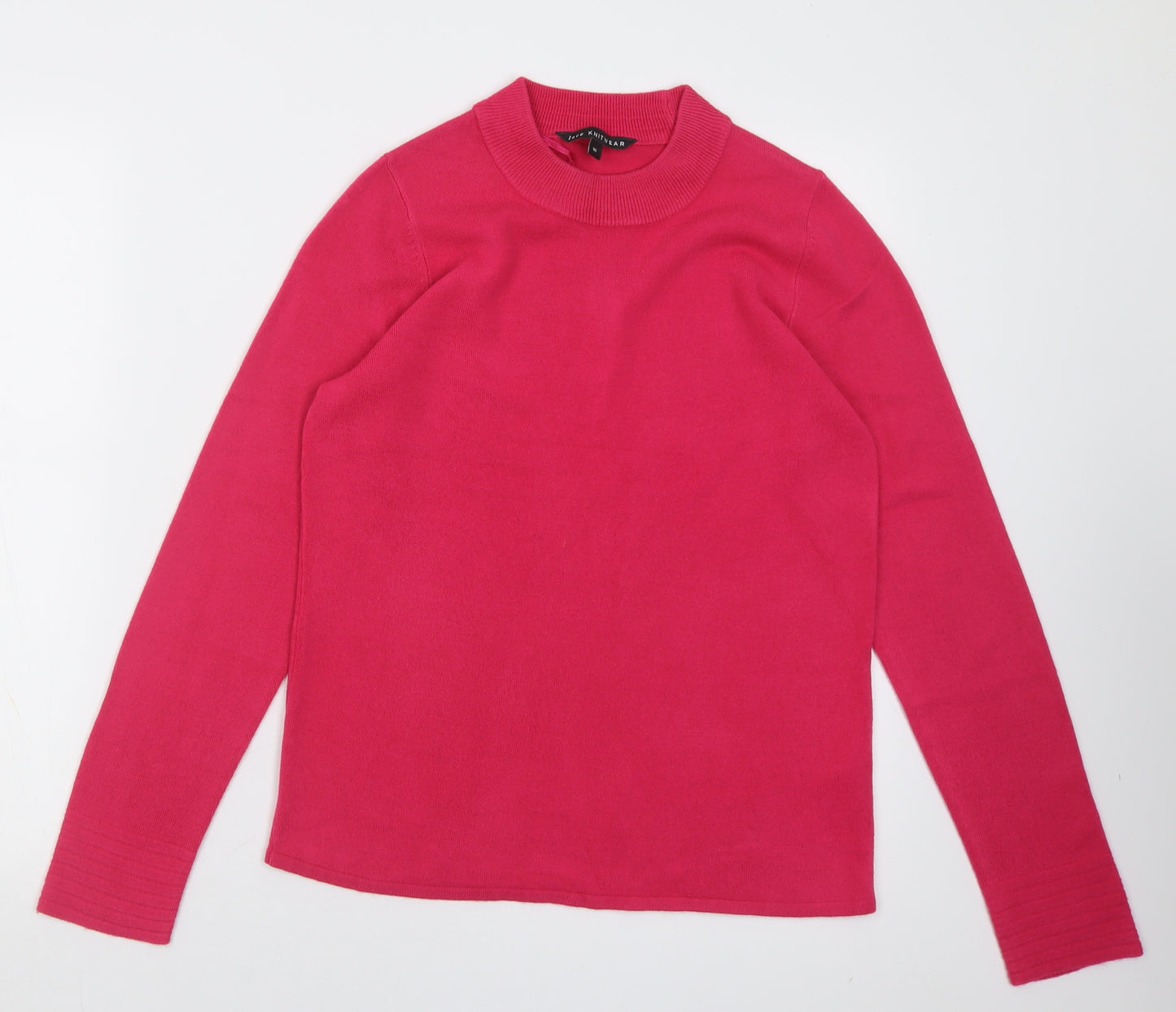 bonmarch Womens Pink Crew Neck  Acrylic Pullover Jumper Size 10