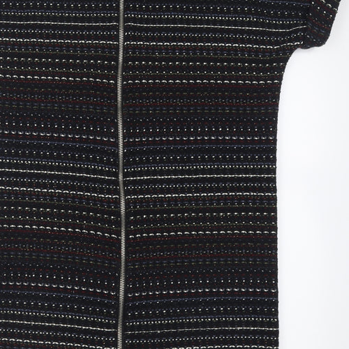 Zara Womens Multicoloured Geometric Cotton T-Shirt Dress  Size XS  Crew Neck Zip