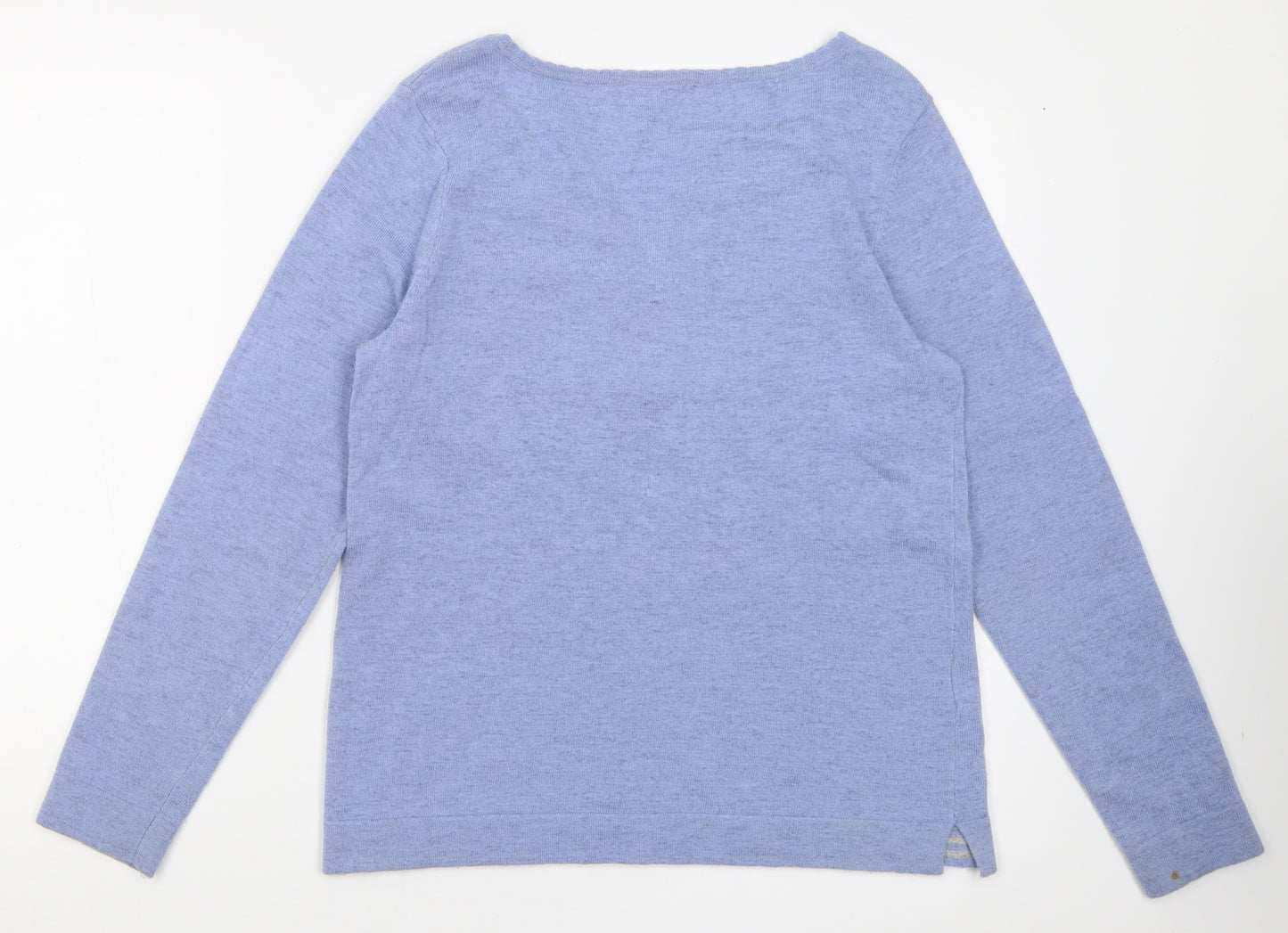 Laura Ashley Womens Blue V-Neck  Viscose Pullover Jumper Size 12
