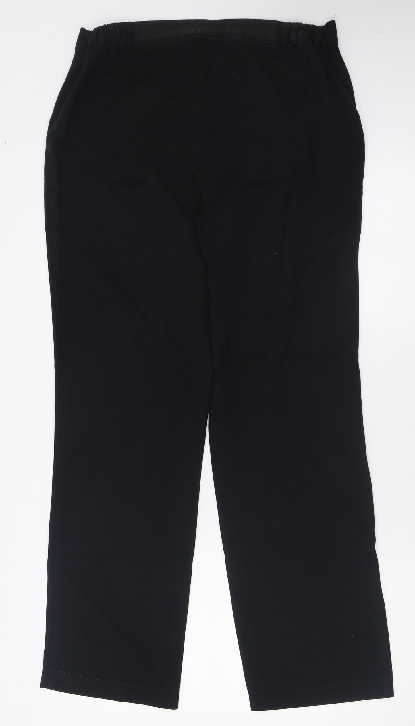 Marks and Spencer Womens Black  Viscose Trousers  Size 12 L30 in Regular Hook & Eye