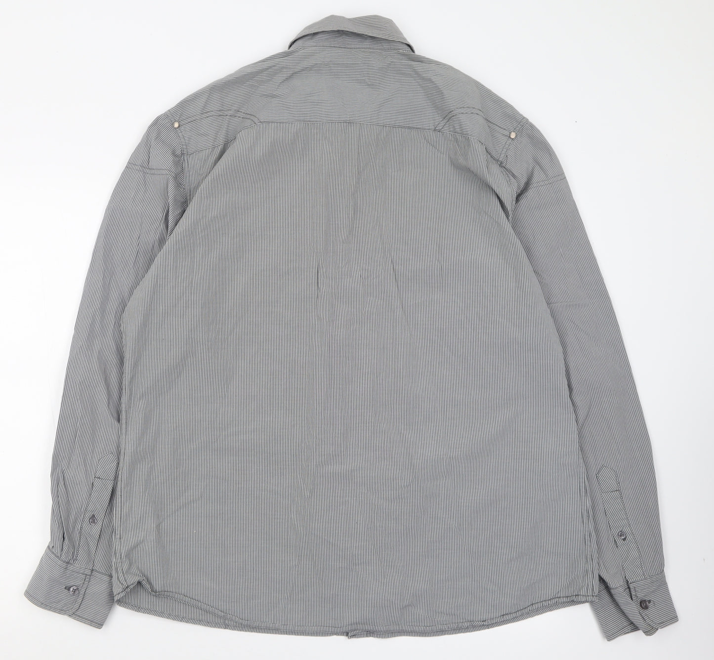 NEXT Mens Grey Plaid Cotton  Button-Up Size XL Collared Button