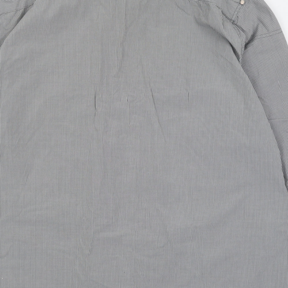 NEXT Mens Grey Plaid Cotton  Button-Up Size XL Collared Button