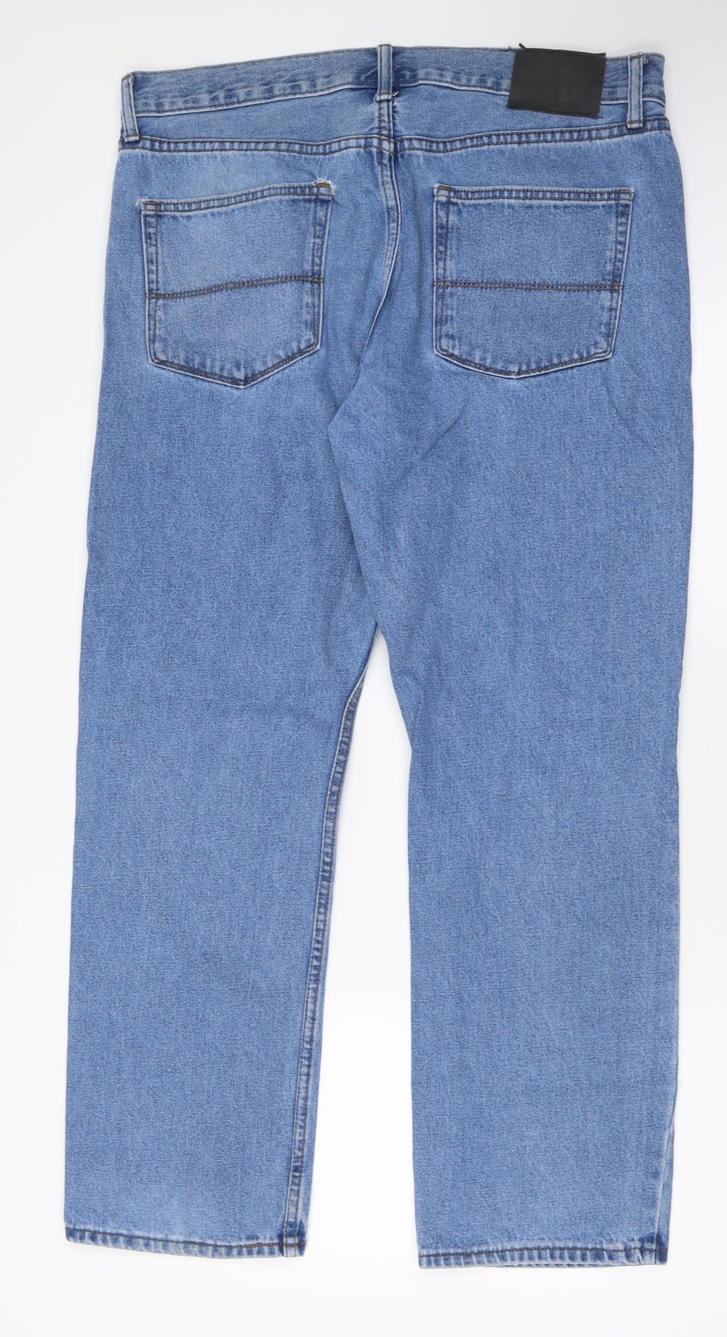 Marks and Spencer Mens Blue  Cotton Straight Jeans Size 36 L29 in Regular Button