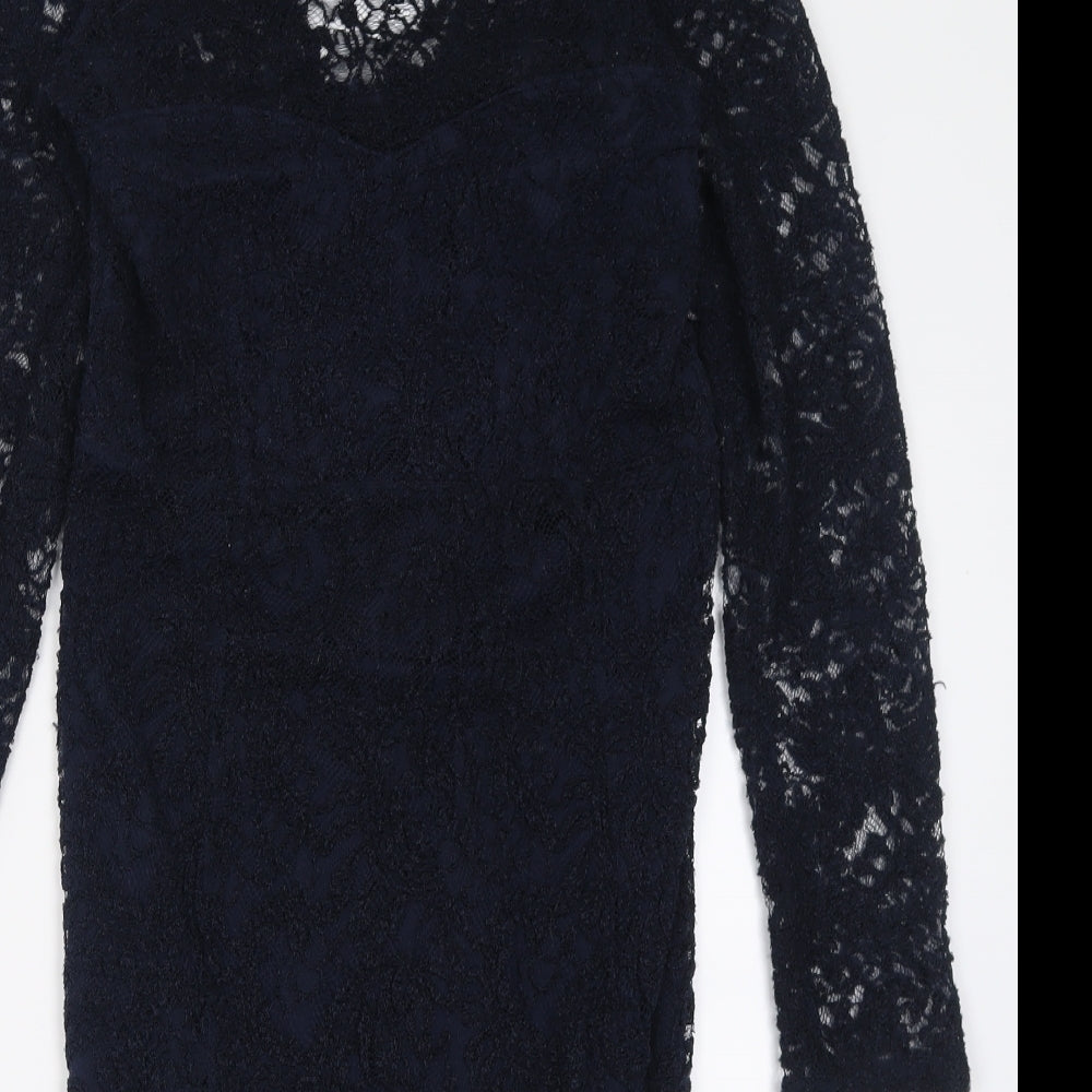 NEXT Womens Blue Floral Polyester Bodycon  Size 14  Off the Shoulder Zip