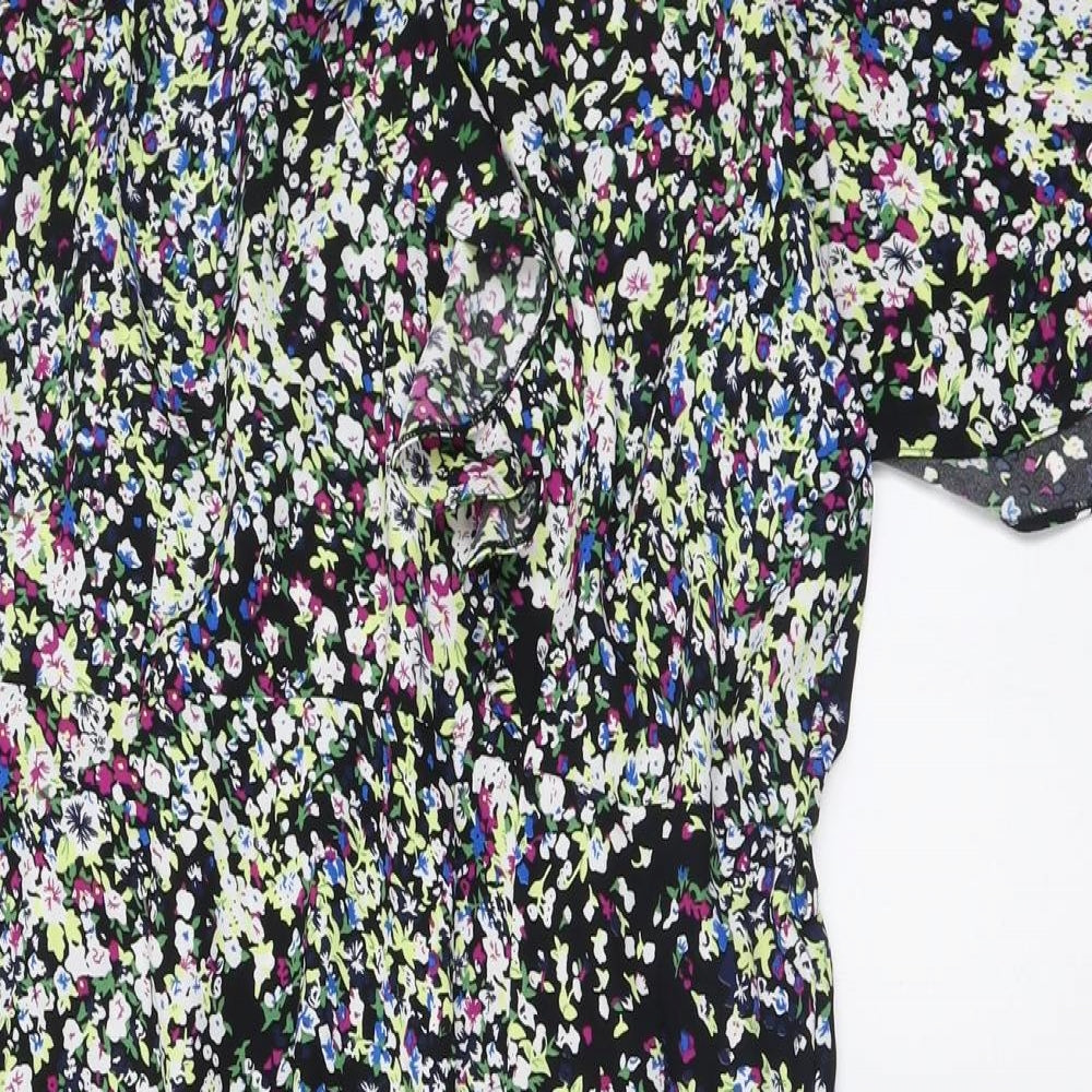 Dunnes Stores Womens Multicoloured Floral Polyester Fit & Flare  Size 18  V-Neck Pullover