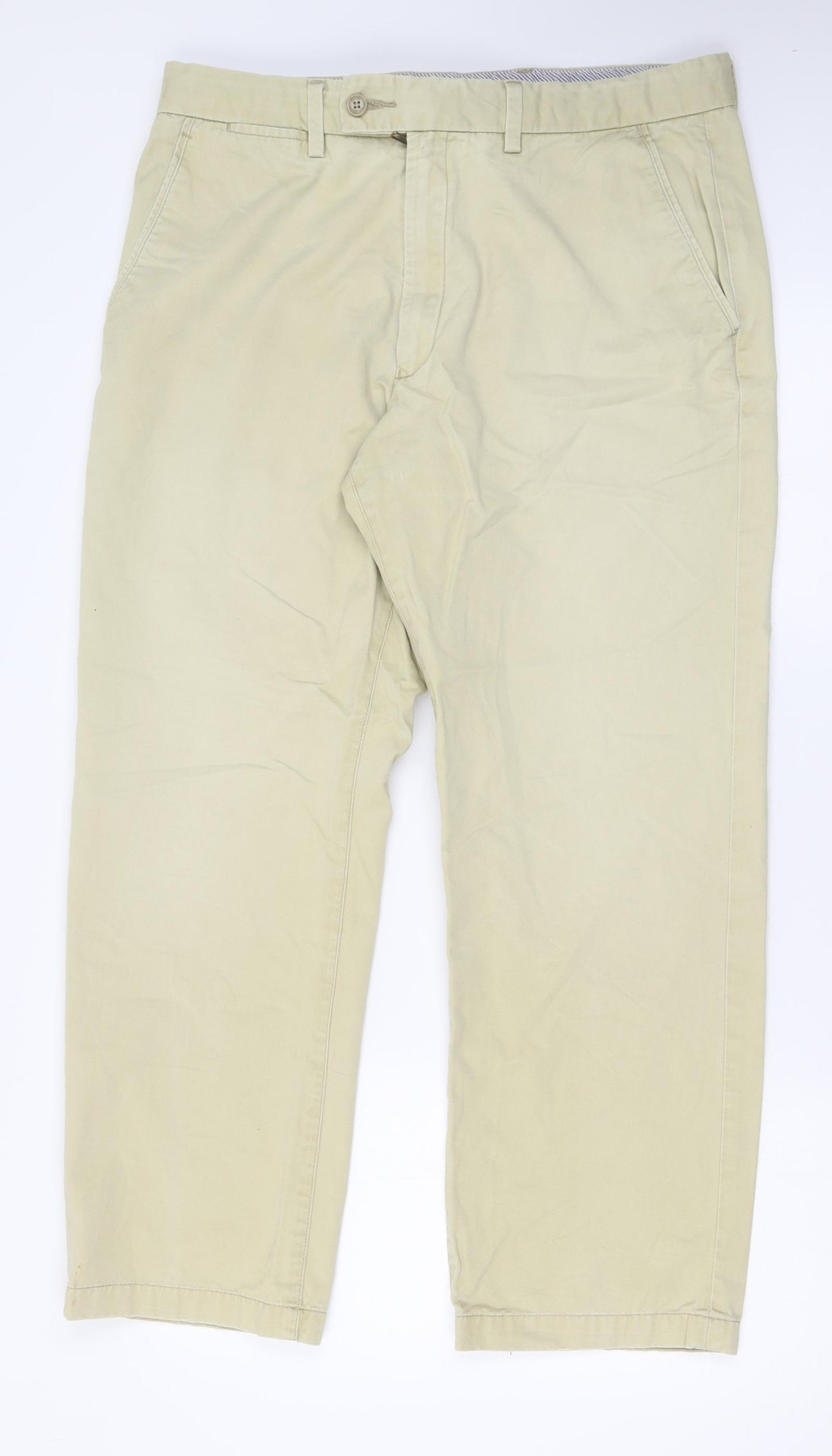 Samuel Windsor Mens Beige  Cotton Chino Trousers Size 34 L29 in Regular Button - Short Leg