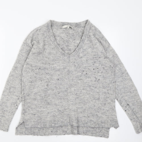 NEXT Womens Grey V-Neck  Acrylic Pullover Jumper Size 10