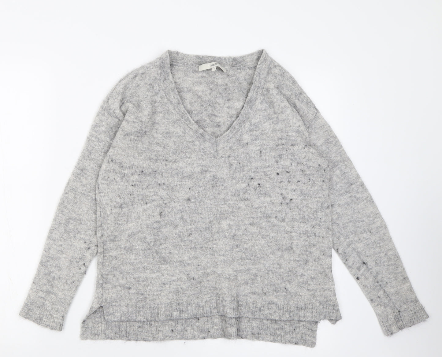 NEXT Womens Grey V-Neck  Acrylic Pullover Jumper Size 10