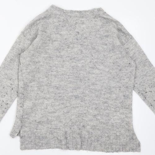 NEXT Womens Grey V-Neck  Acrylic Pullover Jumper Size 10