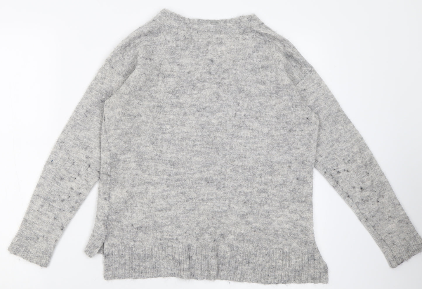 NEXT Womens Grey V-Neck  Acrylic Pullover Jumper Size 10