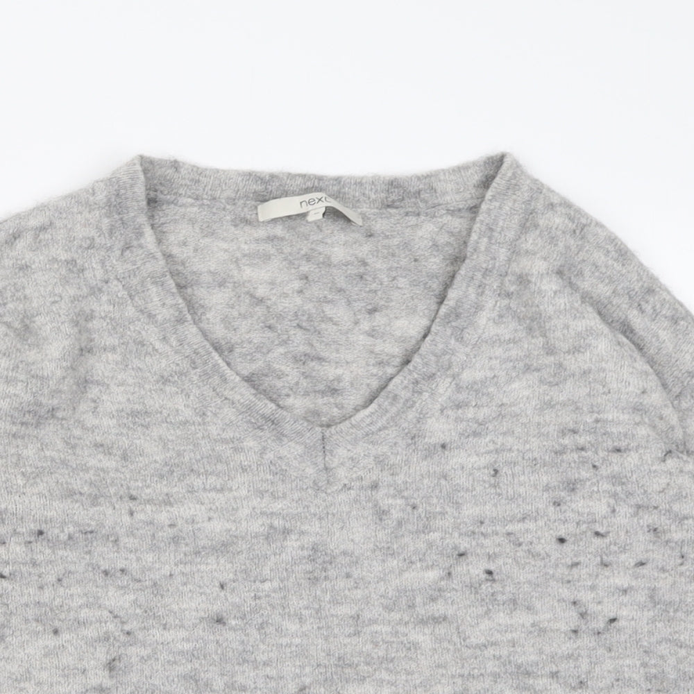 NEXT Womens Grey V-Neck  Acrylic Pullover Jumper Size 10