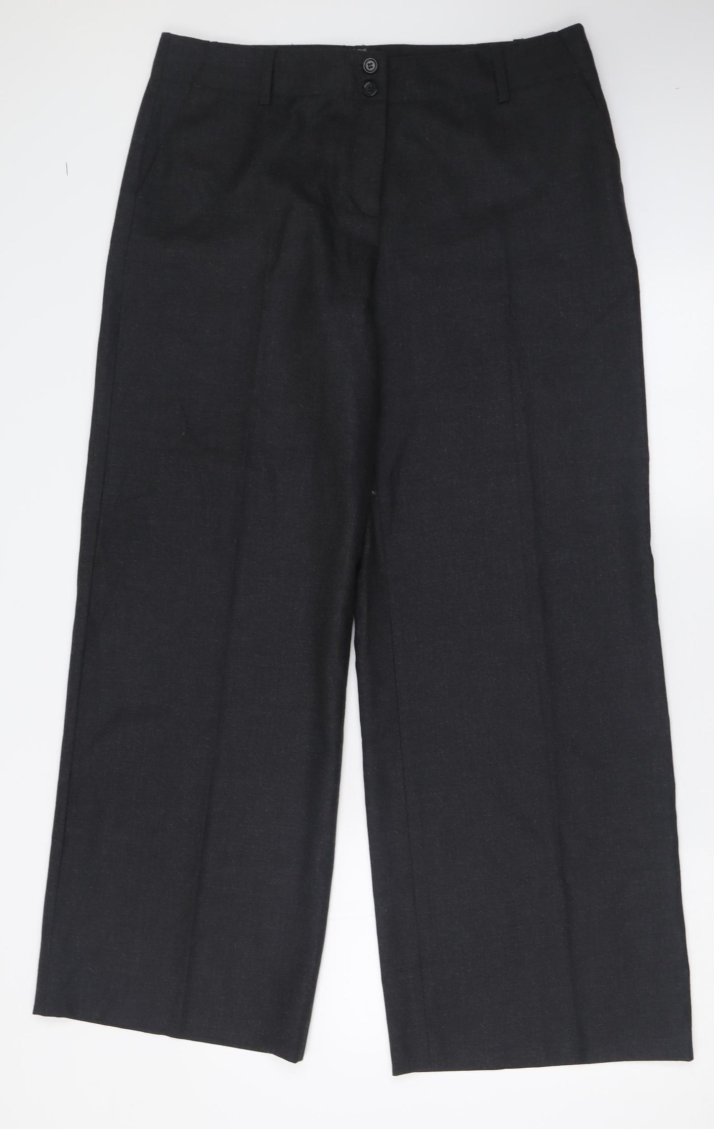 F&F Womens Black  Wool Trousers  Size 16 L31 in Regular Button