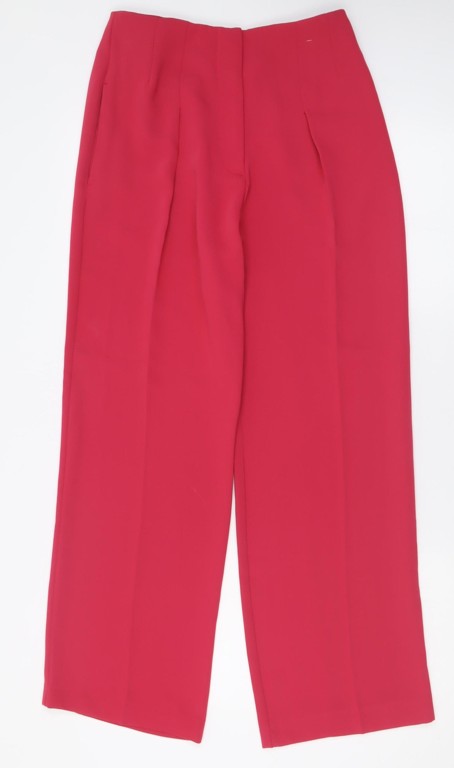 Marks and Spencer Womens Pink  Polyester Trousers  Size 8 L28 in Regular Hook & Eye
