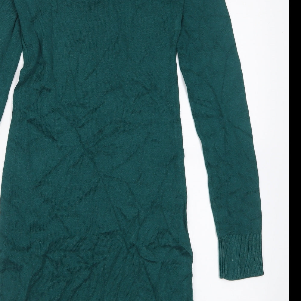 H&M Womens Green  Viscose Jumper Dress  Size XS  Crew Neck Pullover