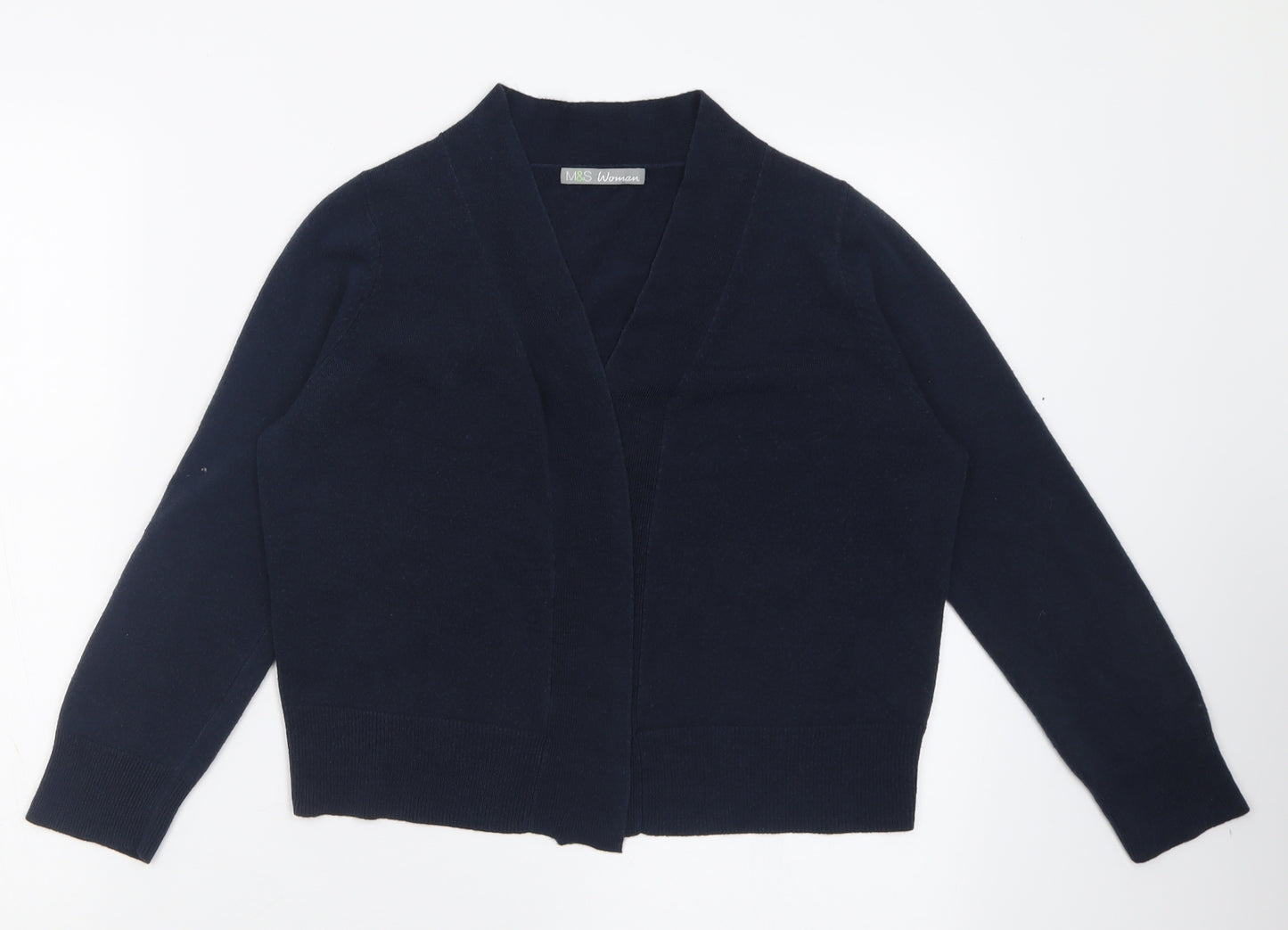Marks and Spencer Womens Blue V-Neck  Acrylic Cardigan Jumper Size 14