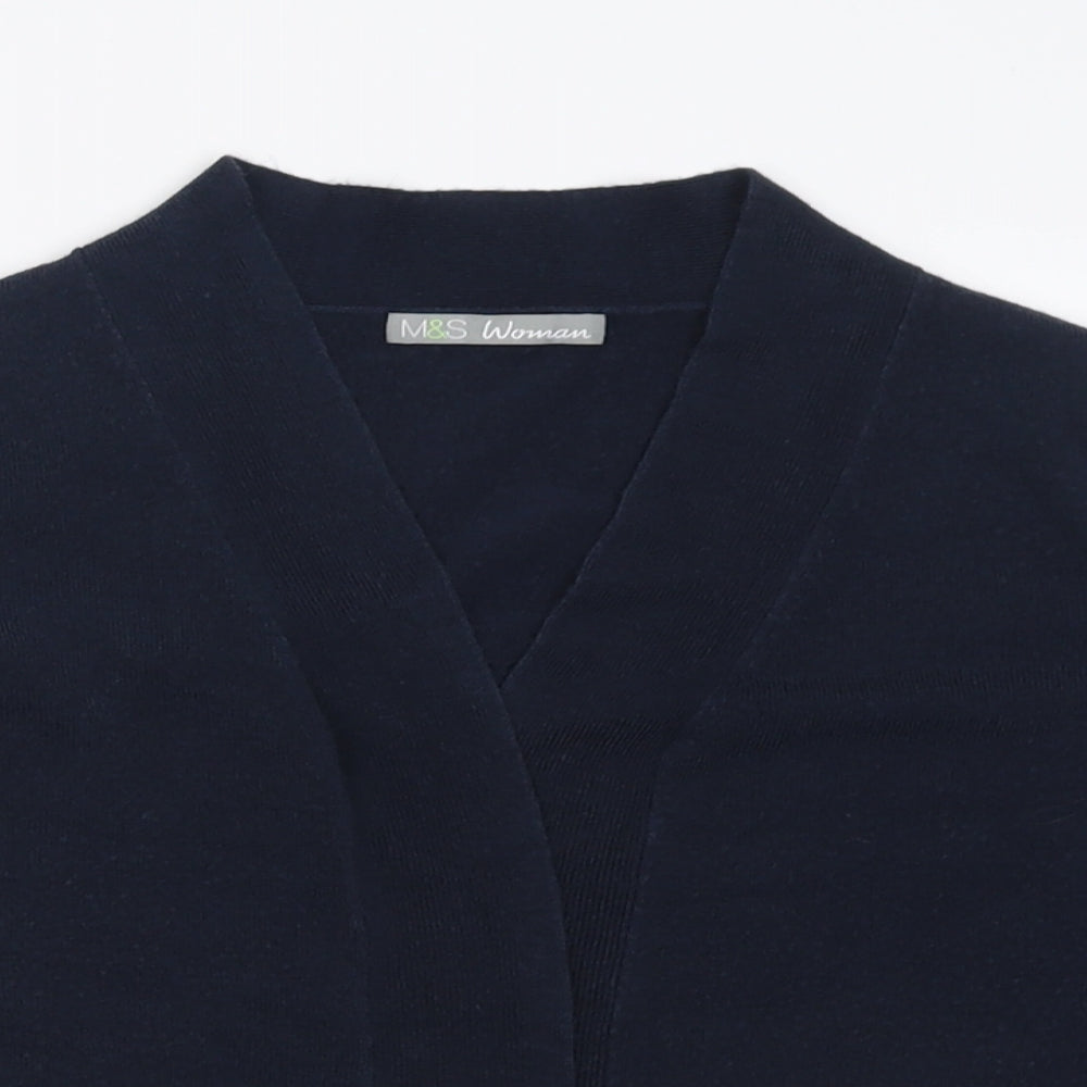 Marks and Spencer Womens Blue V-Neck  Acrylic Cardigan Jumper Size 14