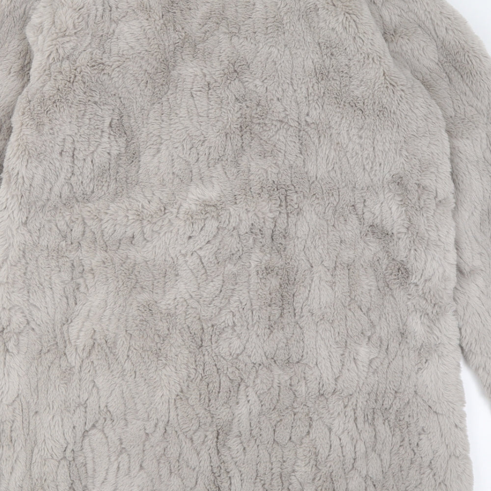 Dorothy Perkins Womens Grey   Overcoat Coat Size 12  Hook & Eye - Faux fur