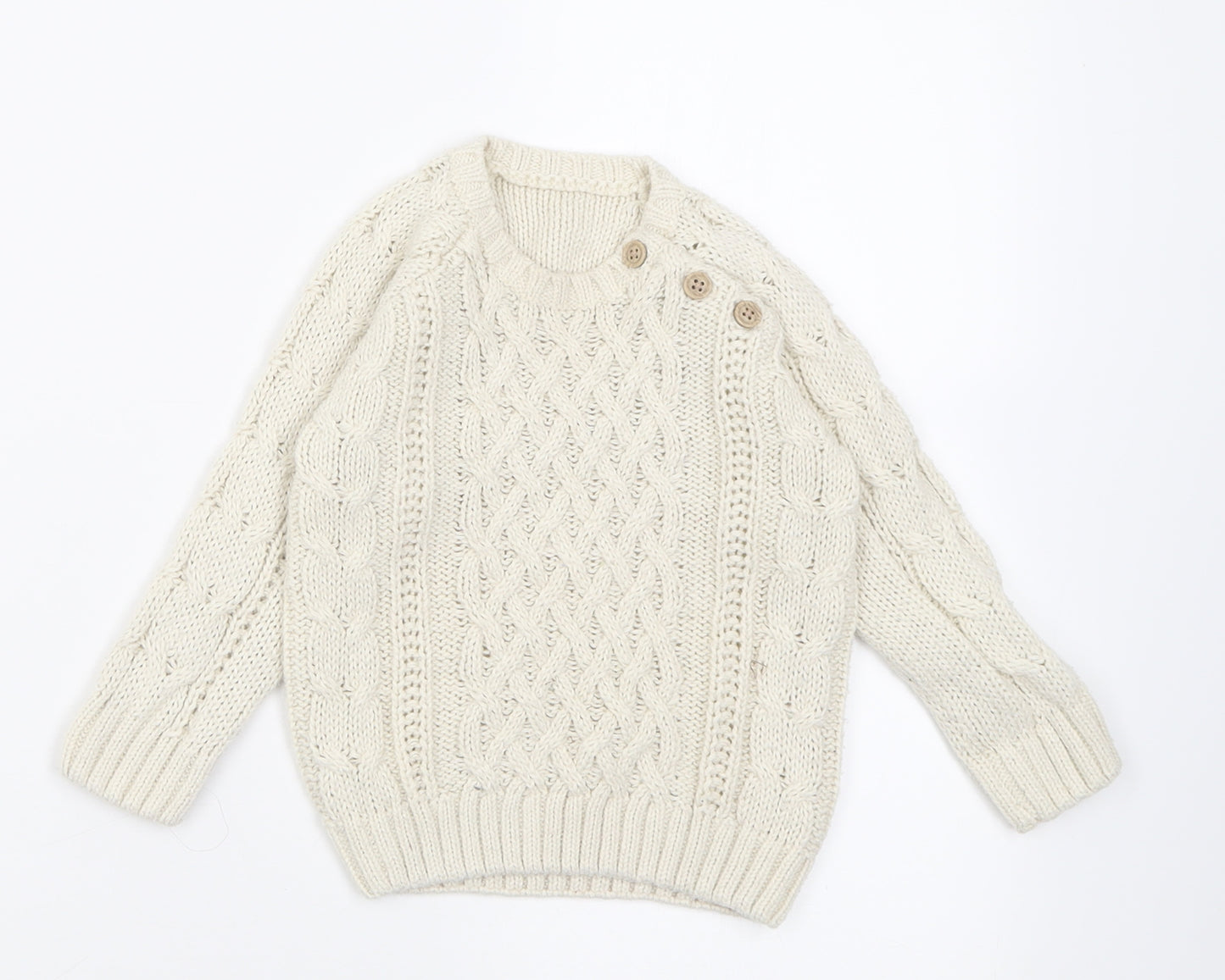 George Baby White  Cotton Pullover Jumper Size 12-18 Months  Button