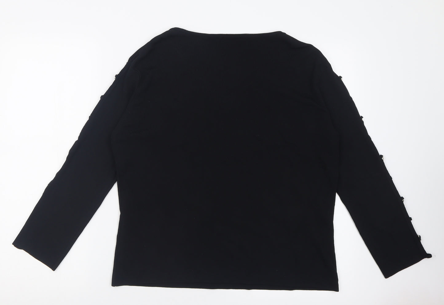 Whimsy by Lunaire Womens Black  Viscose Basic T-Shirt Size 20 V-Neck