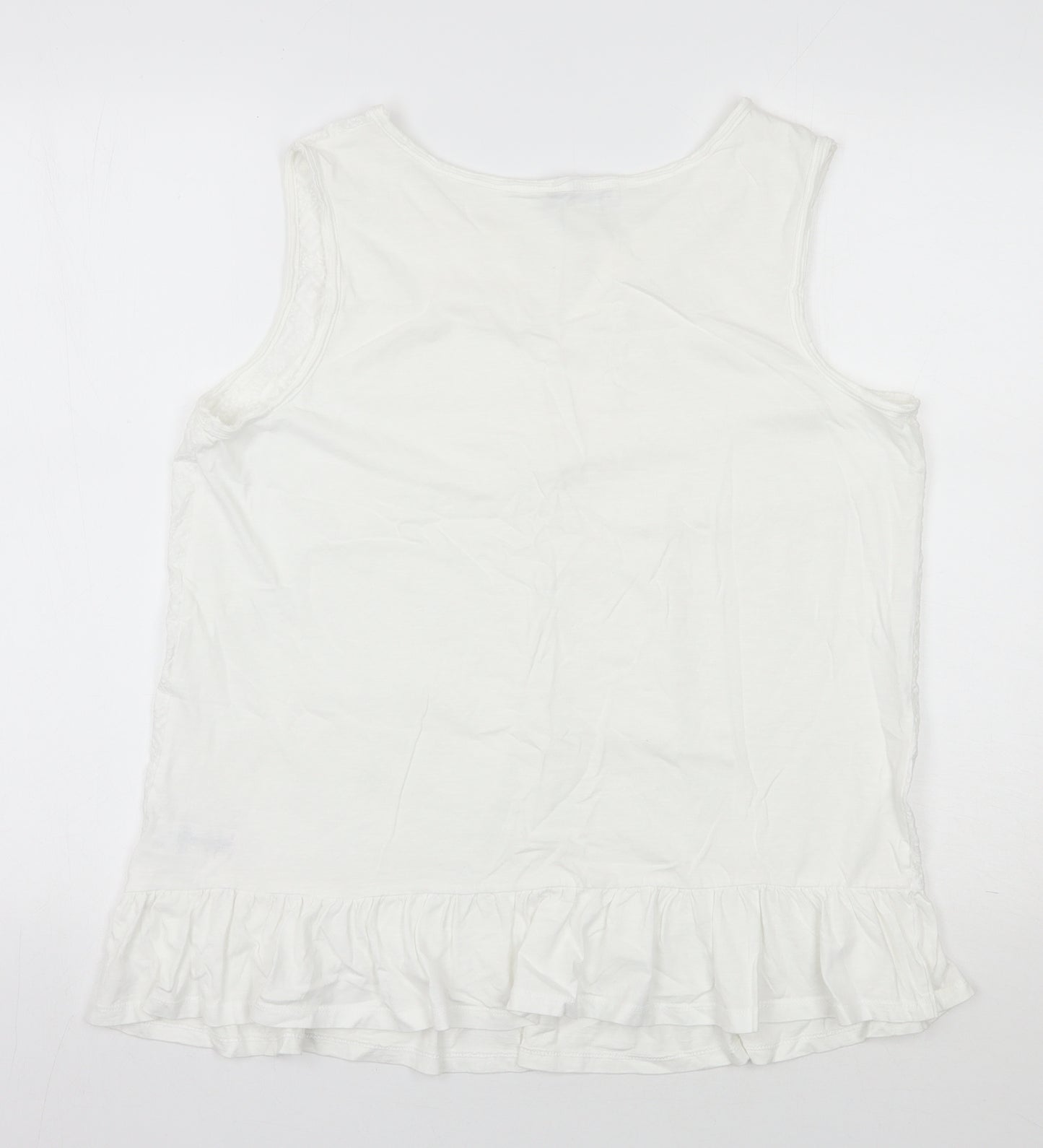 NEXT Womens White Geometric 100% Cotton Basic T-Shirt Size 16 V-Neck