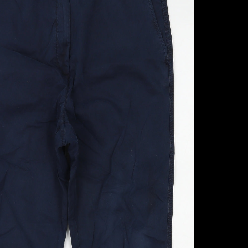 Marks and Spencer Womens Blue  Cotton Chino Trousers Size 14 L24 in Regular Zip