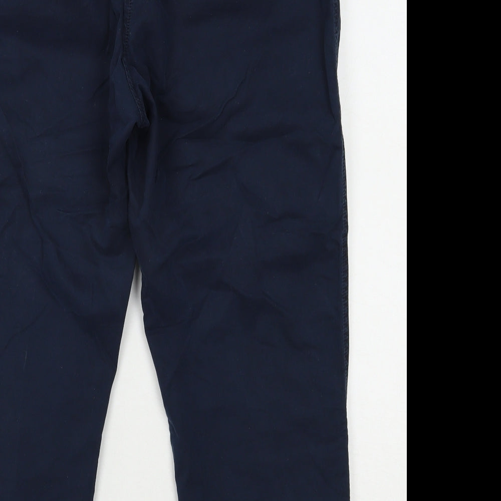 Marks and Spencer Womens Blue  Cotton Chino Trousers Size 14 L24 in Regular Zip