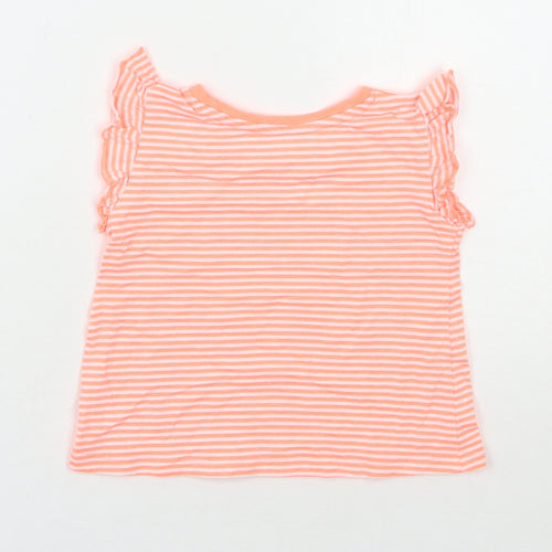 Matalan Baby Orange Striped Cotton Basic T-Shirt Size 18-24 Months Round Neck Pullover