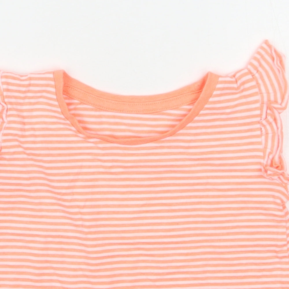 Matalan Baby Orange Striped Cotton Basic T-Shirt Size 18-24 Months Round Neck Pullover