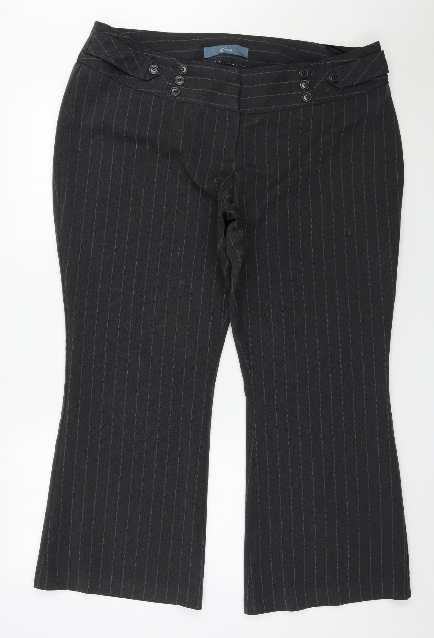 Evie  Womens Grey Herringbone Polyester Trousers  Size 20 L29 in Regular Zip