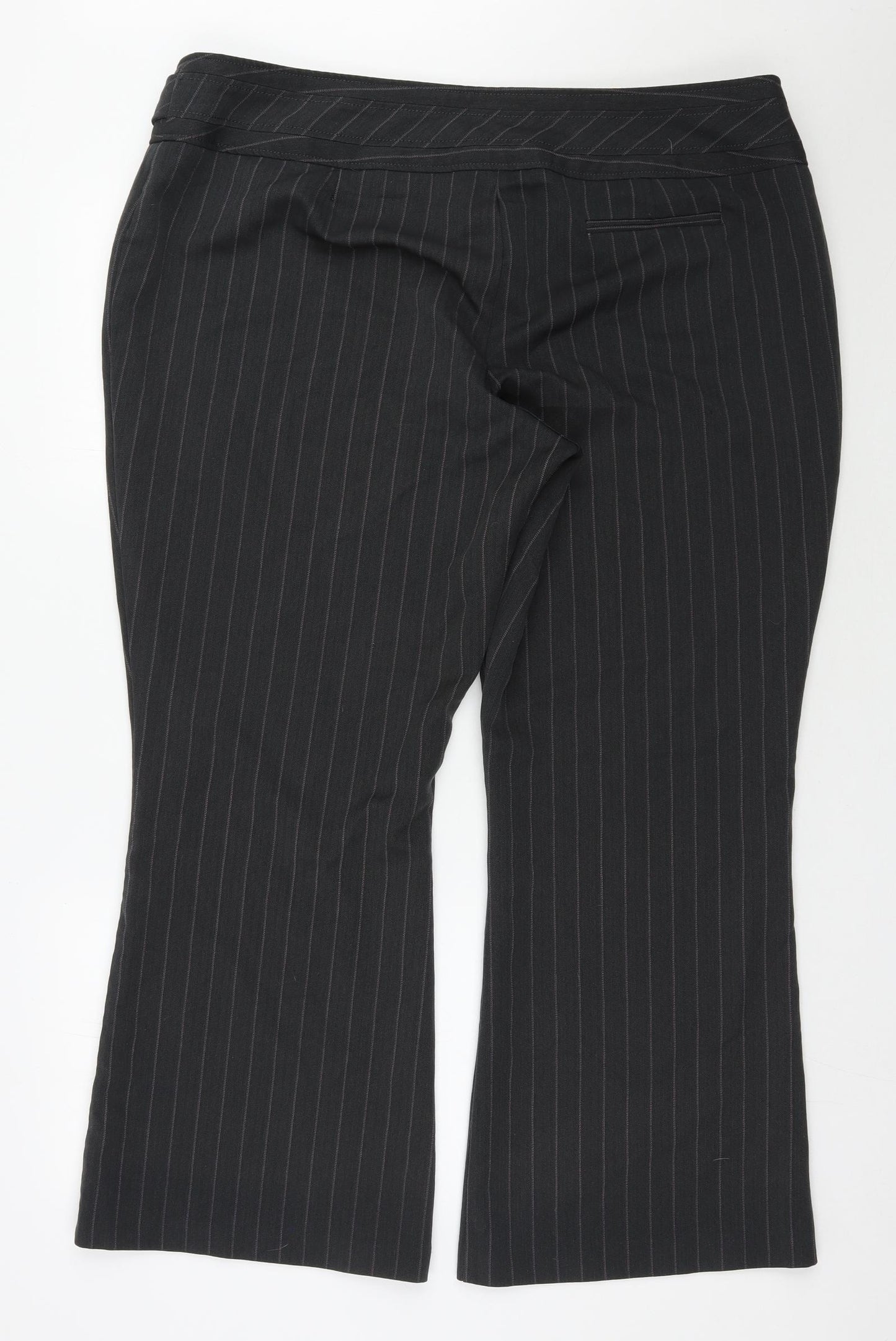 Evie  Womens Grey Herringbone Polyester Trousers  Size 20 L29 in Regular Zip
