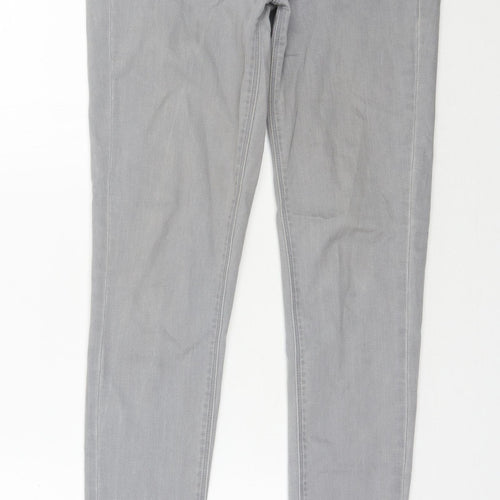 Oasis Womens Grey  Cotton Skinny Jeans Size 10 L31 in Regular Zip