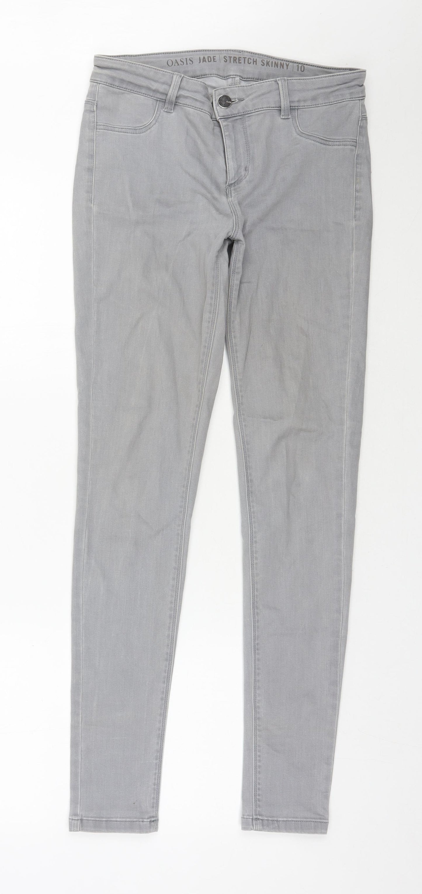 Oasis Womens Grey  Cotton Skinny Jeans Size 10 L31 in Regular Zip