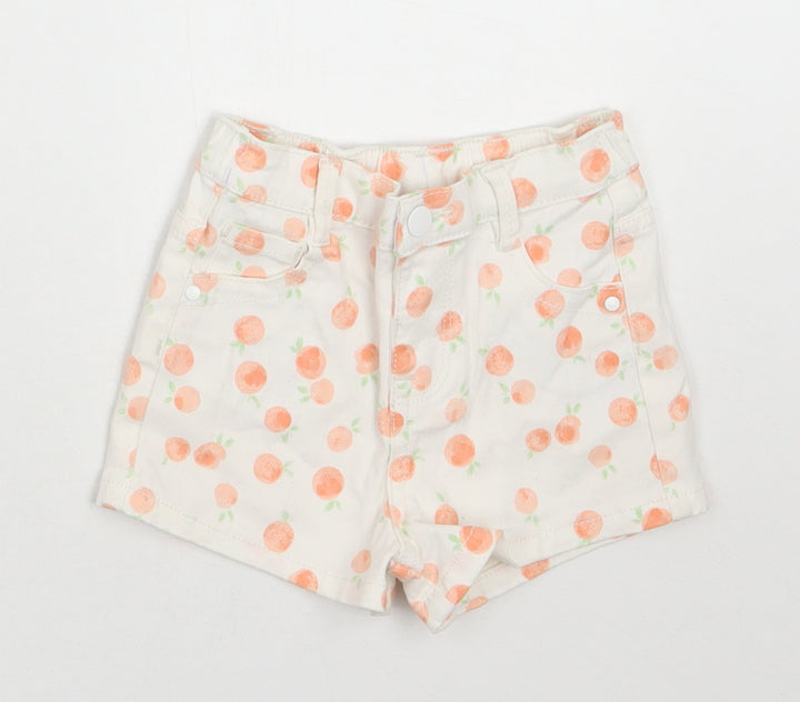 Primark Girls White  Cotton Cropped Jeans Size 12-18 Months  Snap