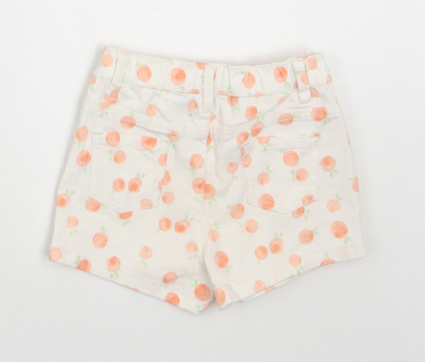 Primark Girls White  Cotton Cropped Jeans Size 12-18 Months  Snap