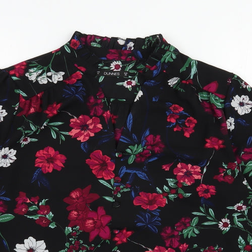 Dunnes Stores Womens Multicoloured Floral Polyester Basic Blouse Size 10 V-Neck