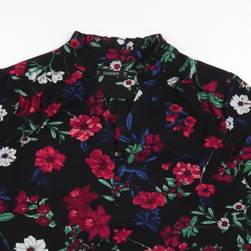 Dunnes Stores Womens Multicoloured Floral Polyester Basic Blouse Size 10 V-Neck