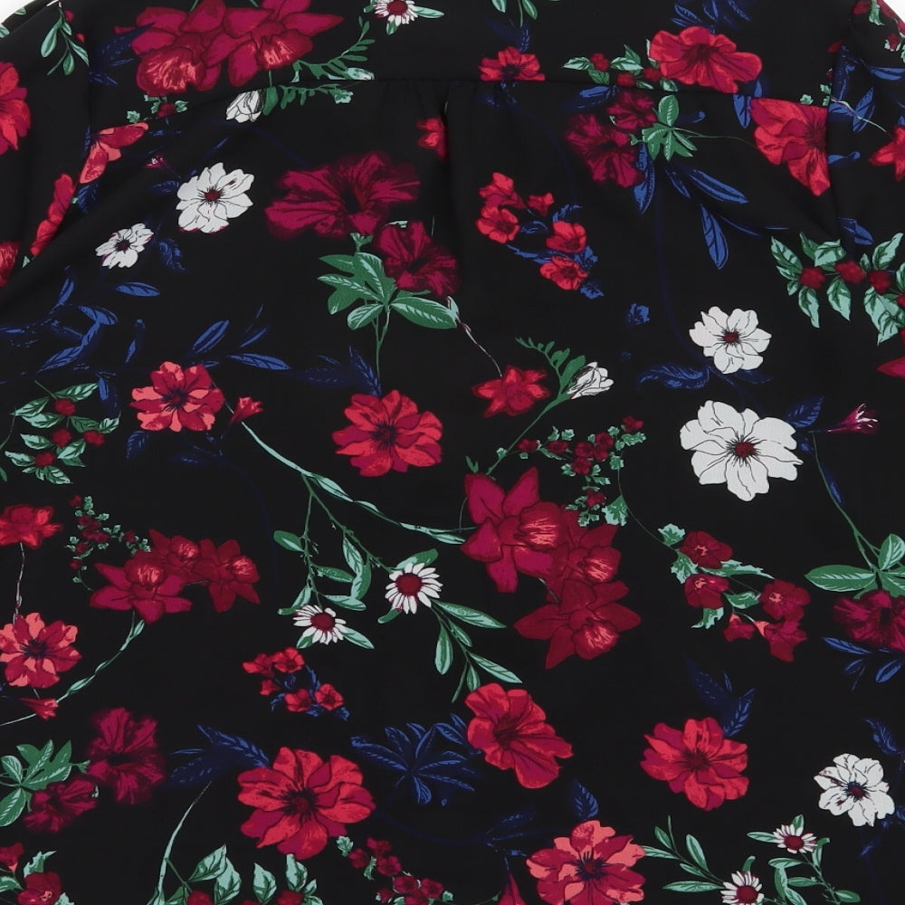 Dunnes Stores Womens Multicoloured Floral Polyester Basic Blouse Size 10 V-Neck