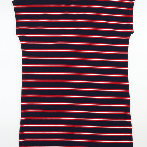 Vouley Vous Womens Blue Striped Viscose T-Shirt Dress  Size XL  Scoop Neck Pullover