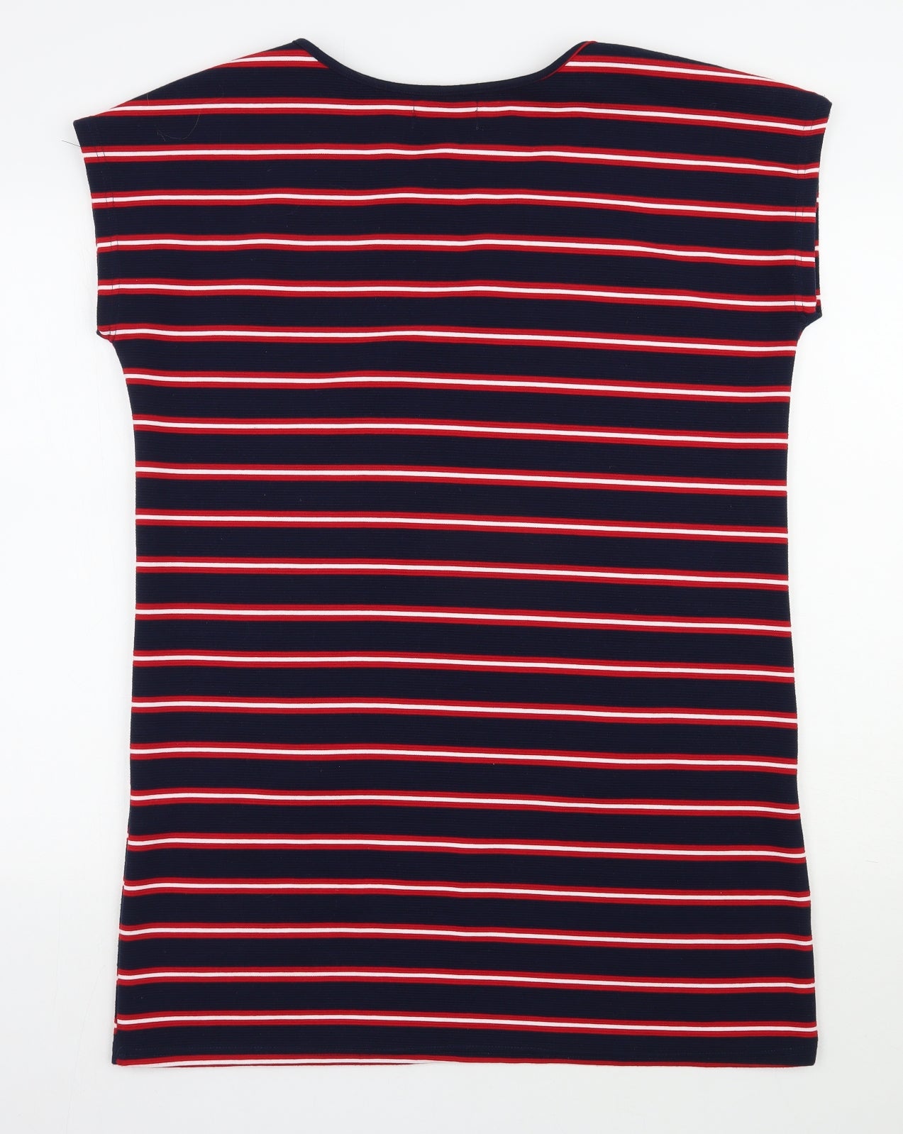 Vouley Vous Womens Blue Striped Viscose T-Shirt Dress  Size XL  Scoop Neck Pullover