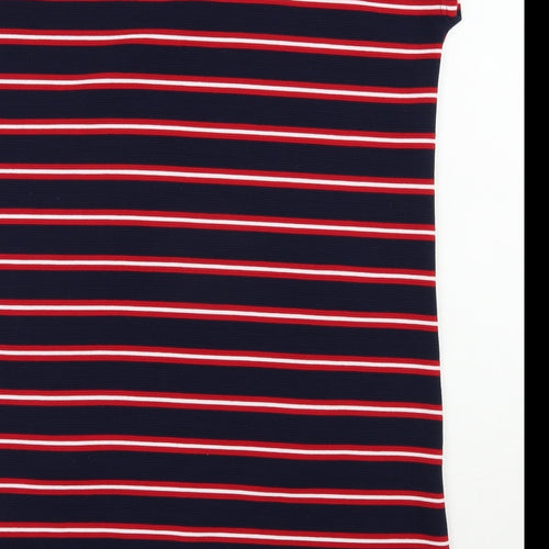 Vouley Vous Womens Blue Striped Viscose T-Shirt Dress  Size XL  Scoop Neck Pullover