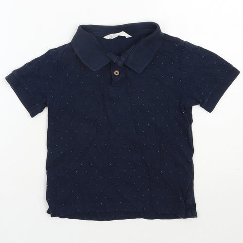 MNG  Boys Blue Spotted Cotton Basic Polo Size 6 Years Collared Button